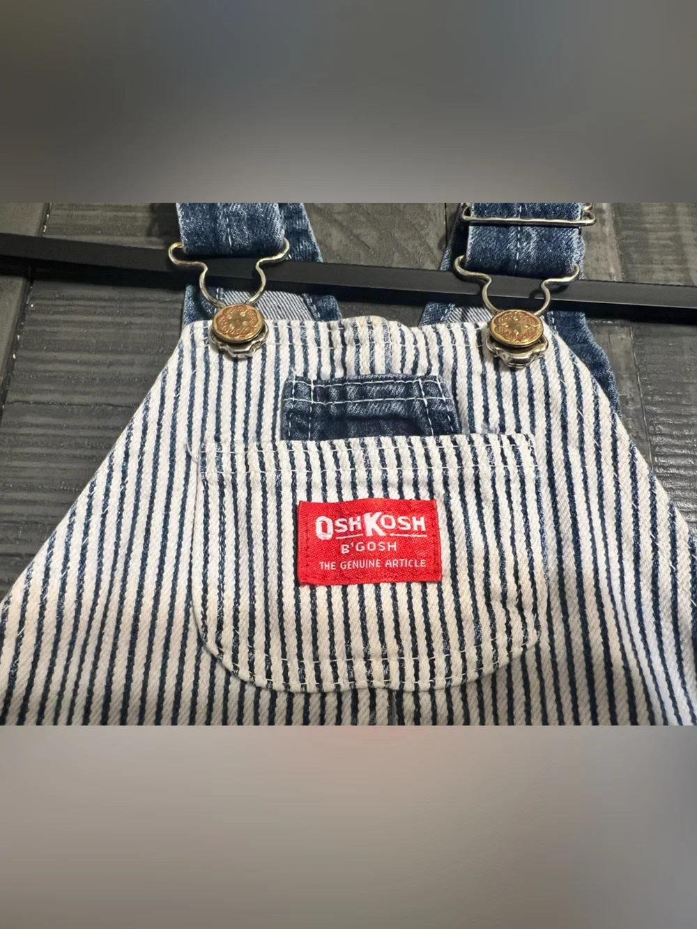 OshKosh B'gosh Navy & White Pinstripe Denim Overalls
